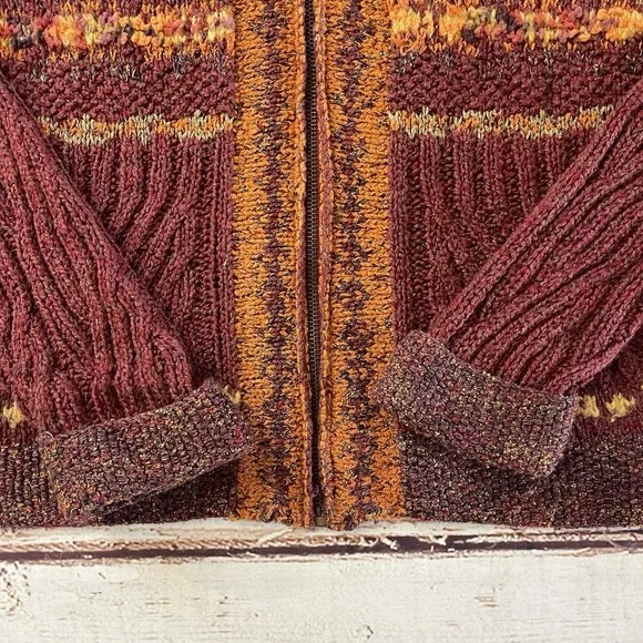 Vintage Sigrid Olsen Sport Cardigan Silk Wool Cable Knit Grandma knitted By Hand - Picture 6 of 12